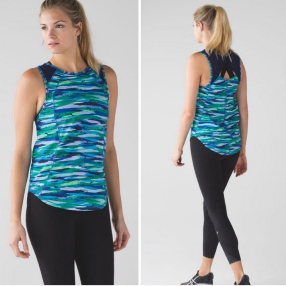 Lululemon Seven Wonders Sculpt Tank - Blue/Green, Sz 6